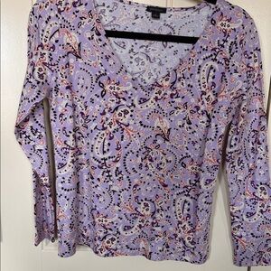 Ann Taylor Purple Paisley Long Sleeve Tee